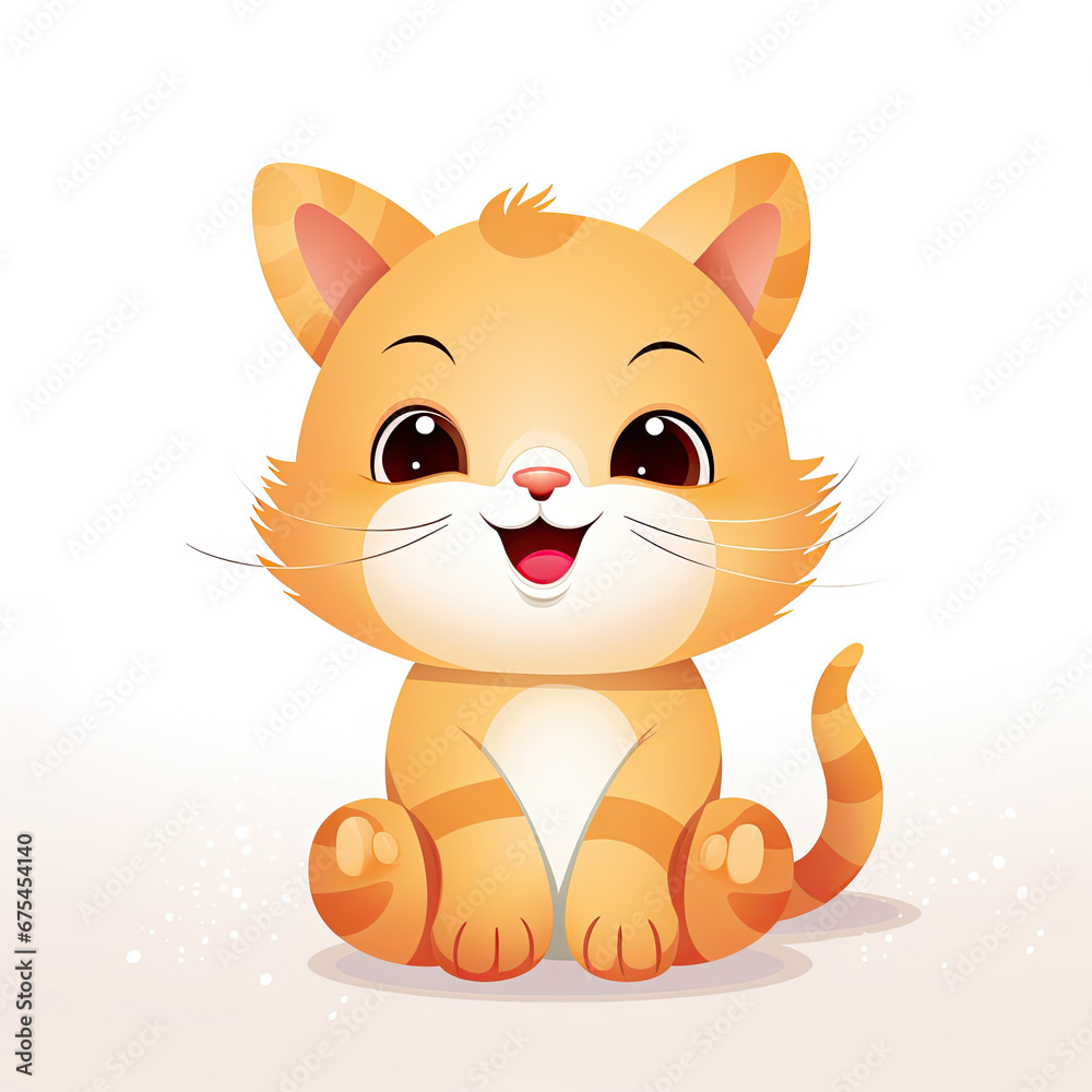 Happy 3d orange striped cat with brown eyes Happy 3d orange striped cat with brown eyes