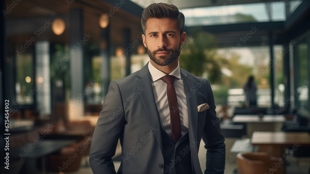 Naklejka premium Professional Businessman in Modern Office Setting