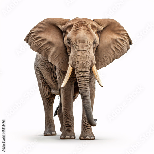 Large African Elephant isolated on white background