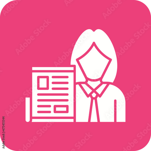 Female Journalist Line Color Icon