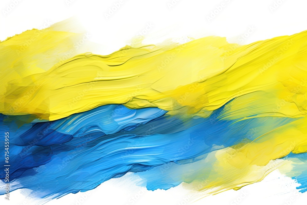 Flag of Ukraine. Smudge of oil paint. Generative Ai