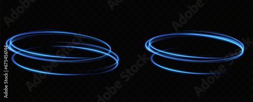 Curve blue line light effect. Smooth holiday light line with lighting effects. Light cool whirlwind. curve light effect