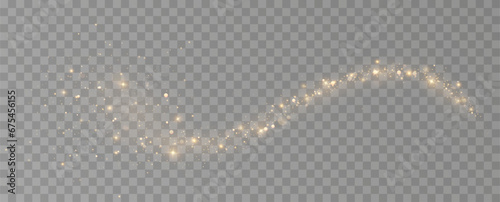christmas light effect, sparkling magic dust particles.a trail of golden particles. A trail of stardust. Space sparkling. 
