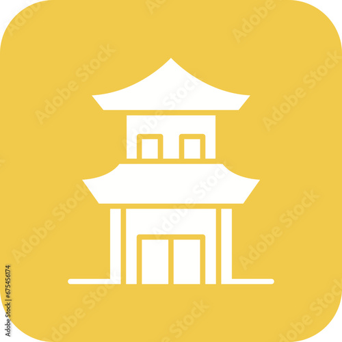 Chinese House Line Color Icon