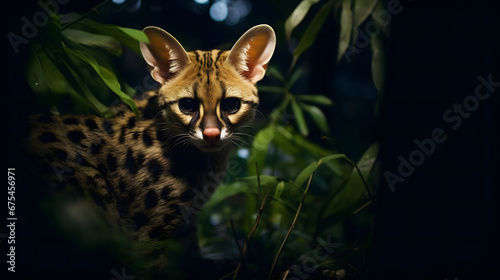 Mysterious Genet in Forest At Night, Generative AI