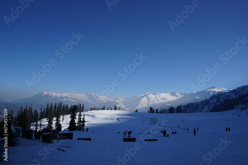 Snow covered mountains in gulmarg, kashmir, India