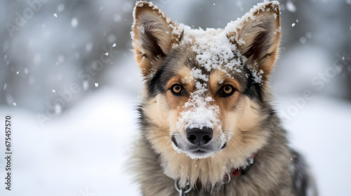 Adorable Gerberian Shepsky in the Snow, Generative AI © Niko