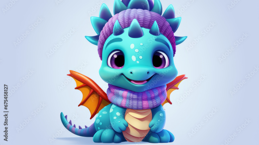 cute little dragon in a hat. cute little dragon in a hat.