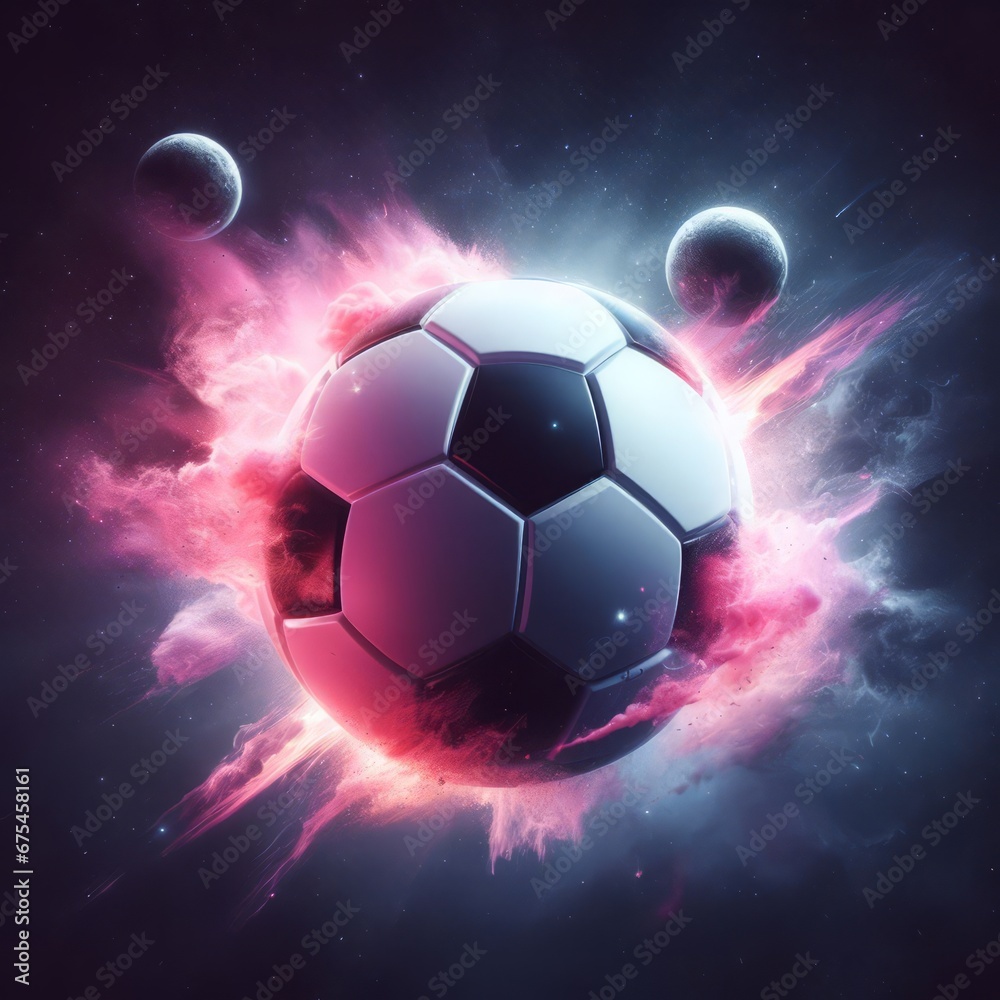Naklejka premium soccer ball in the night