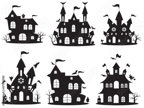 Wallpaper Mural Set of Halloween hunting Vector Horror house, hunted house set pack collection, Vector Torontodigital.ca