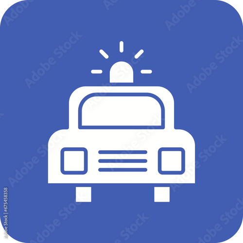 Police Car Line Color Icon