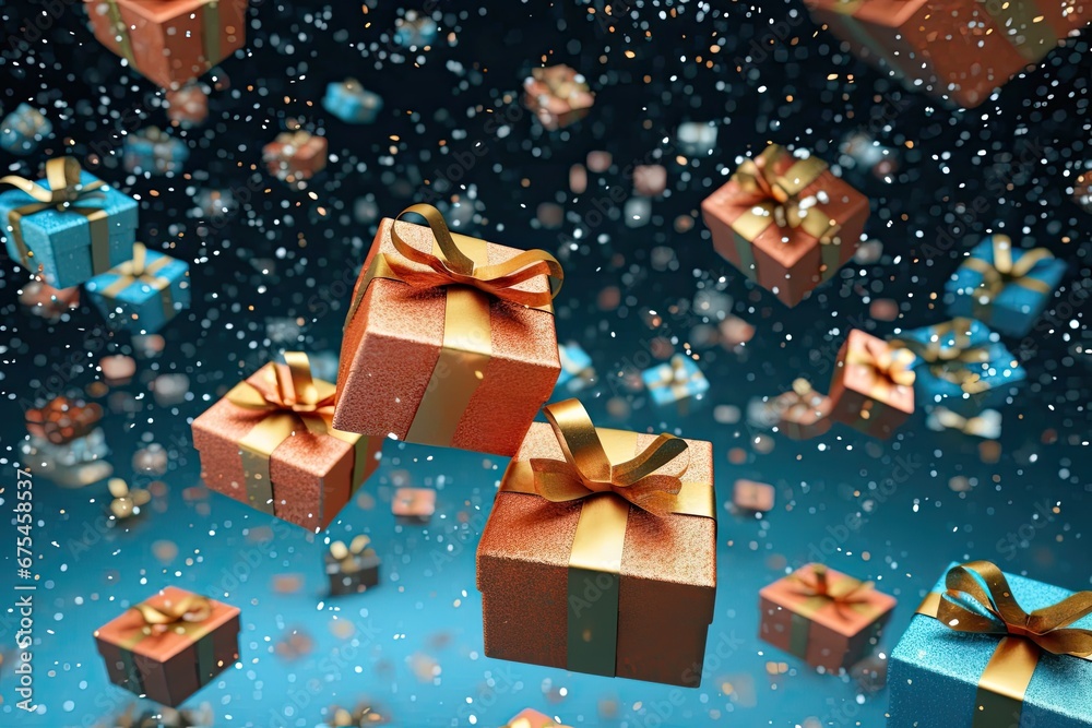 Christmas gift boxes and decorations. Happy New year anniversary or Christmas or happy birthday concept. Christmas gift boxes and decorations. Happy New year anniversary or Christmas or happy birthday concept.
