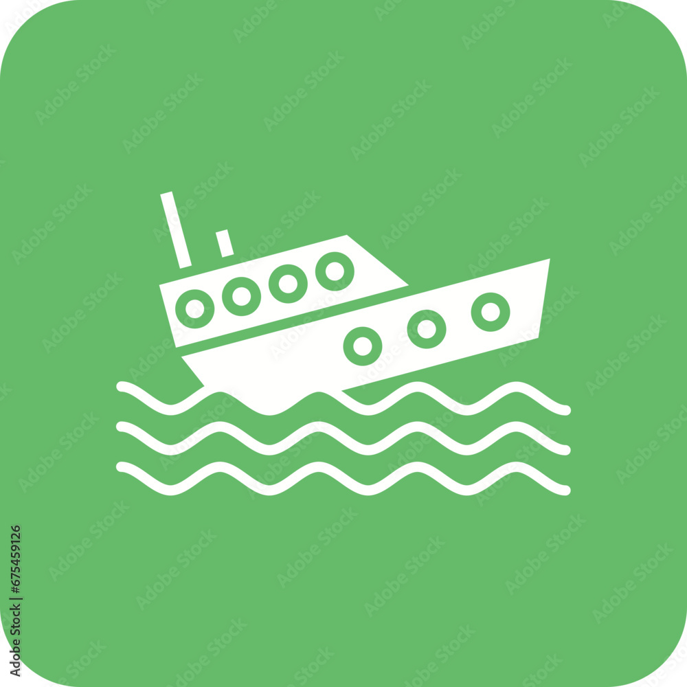 Obraz premium Boat Sink Line Color Icon