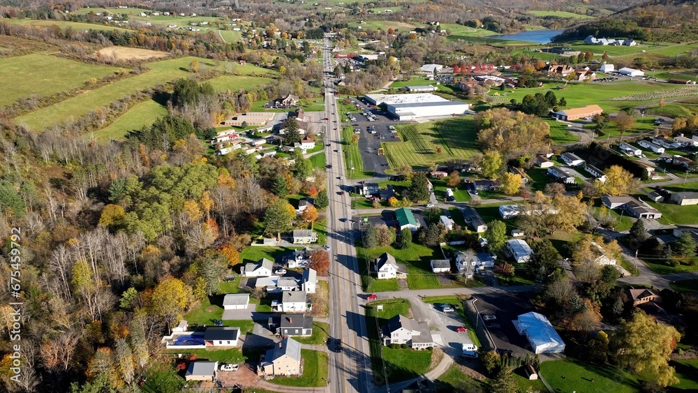 Countryside landscape showing typical small town USA living with