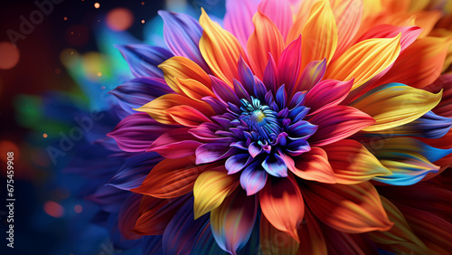 Beautiful rainbow colored flowers on a clear background. Colorful 8K wallpaper. photo