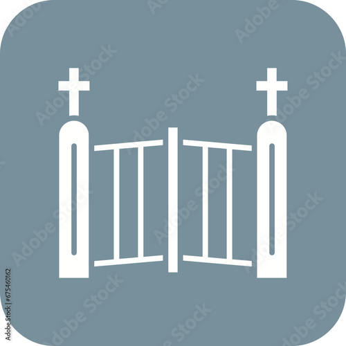 Cementery Gate Line Color Icon