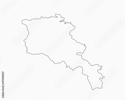 Vector outline map Armenia  line border country