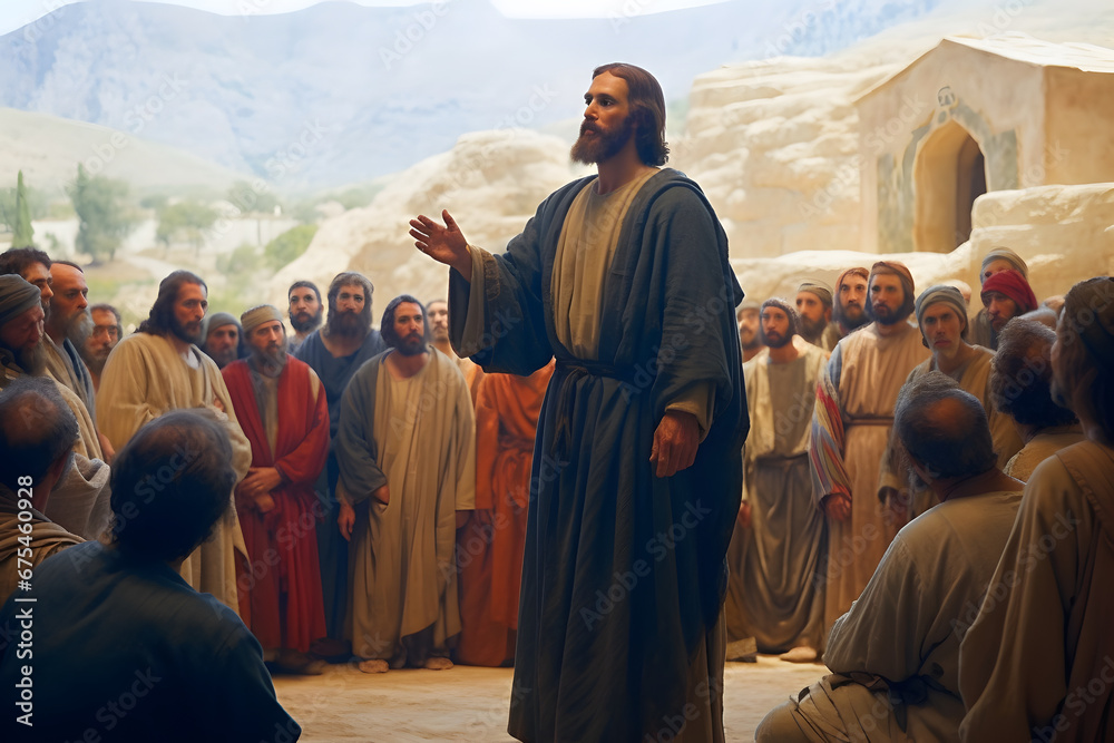 Jesus spreading his teaching to people Jesus spreading his teaching to people