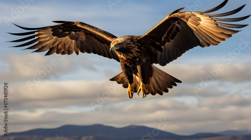 Golden Eagle Soaring in Open Skies, Generative AI