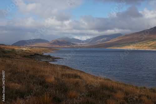 Loch Glascarnoch is a 7-kilometre-long (4.3 mi) reservoir in the highlands of Scotland between Ullapool and Inverness, UK