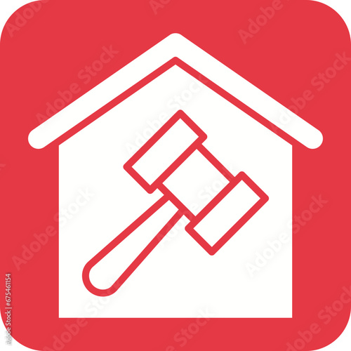 House Auction Line Color Icon