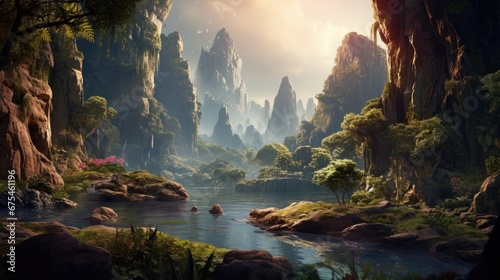A stunning landscape in evolving immersive and captivating impact game worlds photo