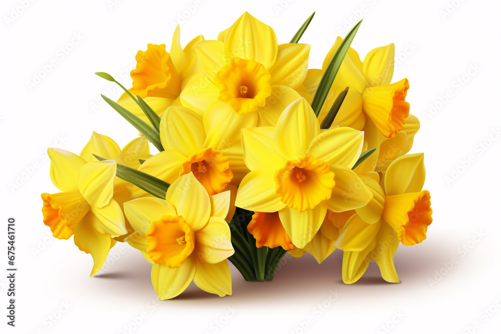 Vibrant daffodils against a pristine white backdrop.