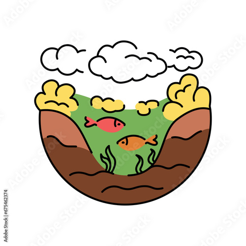Carbon Nitrogen Oxygen Water color line icon. Composting. Vector isolated element.