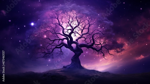 tree against purple night sky © Crazy Dark Queen