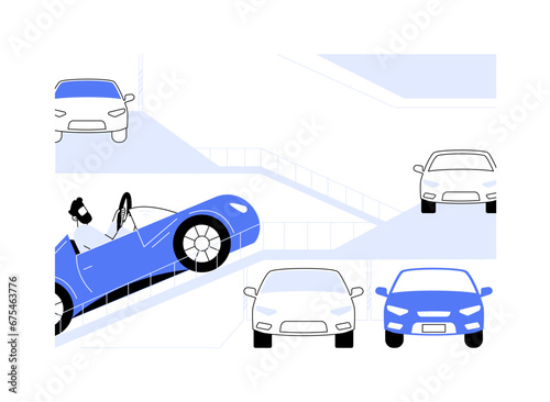 Multilevel parking garage abstract concept vector illustration.