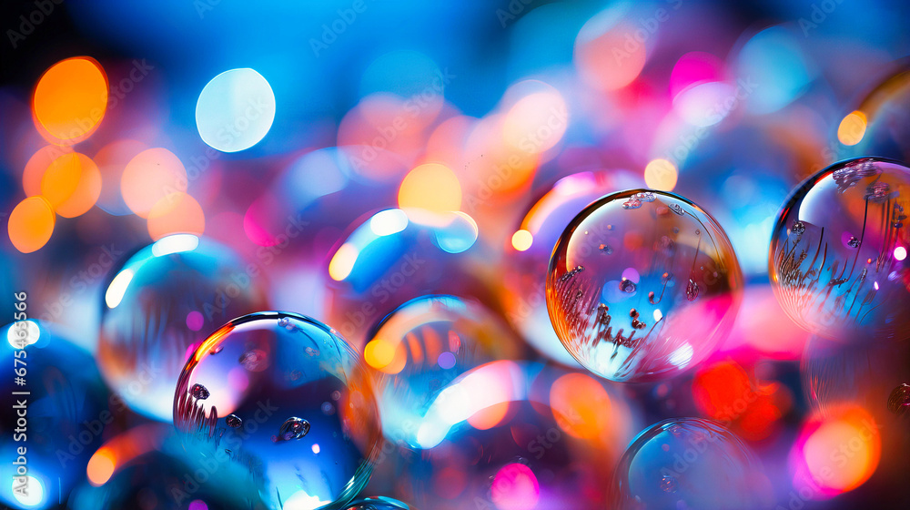 Abstract bubble bokeh, Festive lights, Soft focus with vibrant color spectrum - obrazy, fototapety, plakaty 