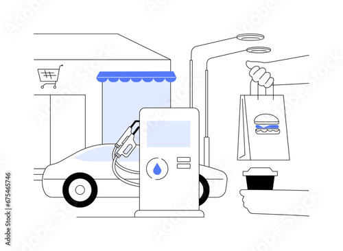 Gas station shop abstract concept vector illustration.