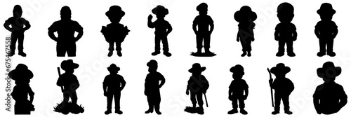 Farmer silhouettes set, large pack of vector silhouette design, isolated white background