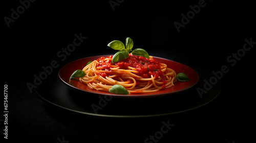 Spaghetti with tomato sauce and basil
Spaghetti with Marinara Sauce: A Culinary Masterpiece Against a Bold Black Canvas - A Feast for the Senses