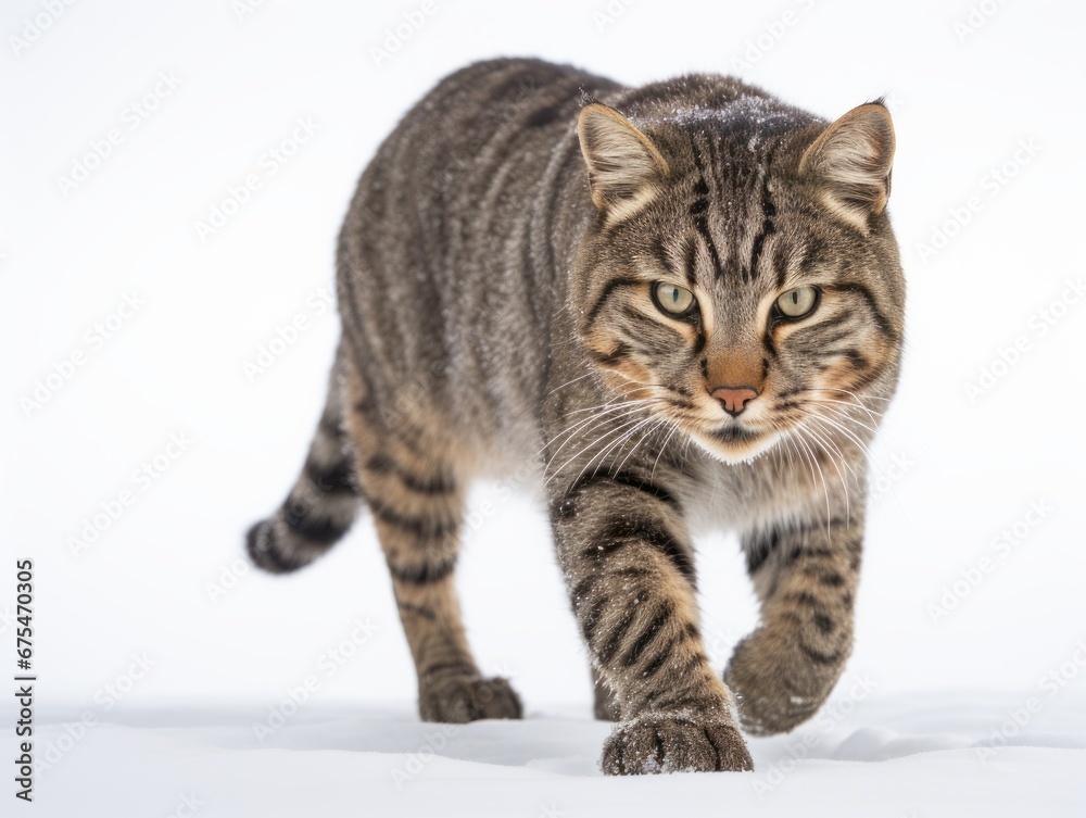 Fototapeta premium awesome epic photo of cat on white background national geographic style