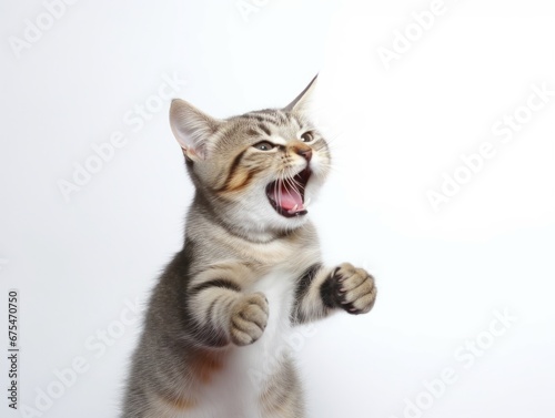 awesome epic photo of cat on white background national geographic style