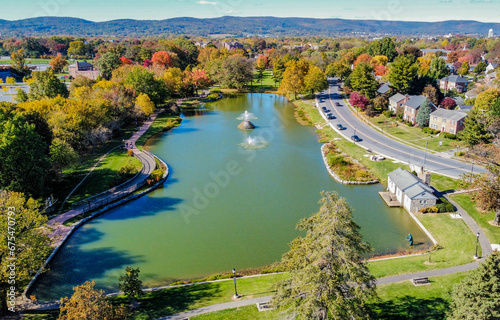 Immerse yourself into this beautiful drone shot of Culler Lake, Frederick MD  photo