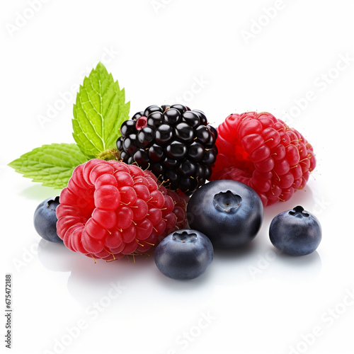 blackberry raspberry and blueberry on white background