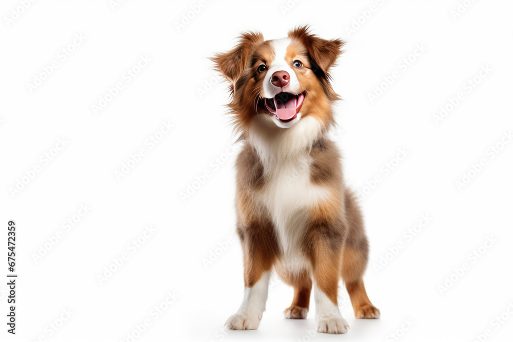 Funny australian shepherd puppy dog standing on hind legs. Cute brown playful dog or pet isolated on transparent background Funny australian shepherd puppy dog standing on hind legs. Cute brown playful dog or pet isolated on transparent background