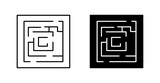 Labyrinth maze line icon set in black for UI designs.