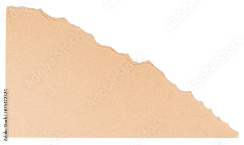 Torn brown cardboard paper corner isolated on a transparent background