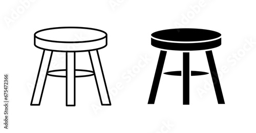 Stool line icon set in black for UI designs.