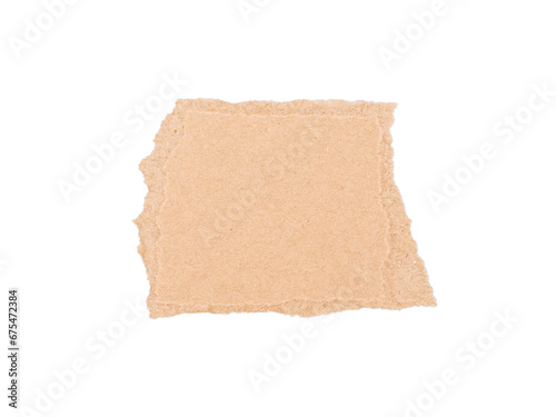 Torn piece of brown cardboard isolated on transparent background