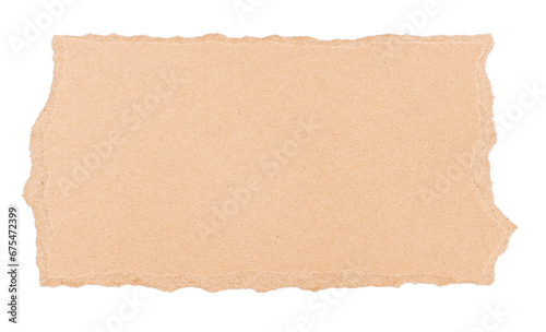 Torn piece of brown cardboard isolated on transparent background