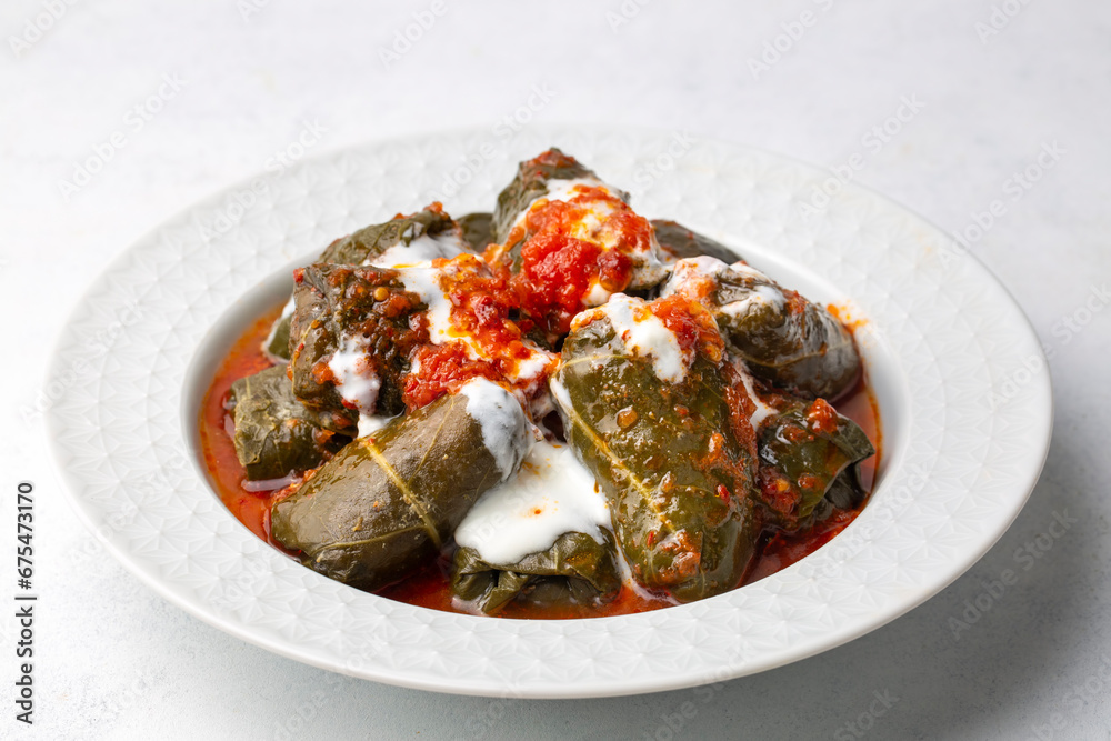 Stuffed collard greens with boiled leaves, traditonal turkish black sea