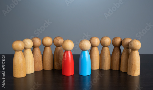Bild auf Leinwand Rivalry between two groups and leaders