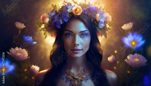 Beautiful portrait of a woman with wreath
