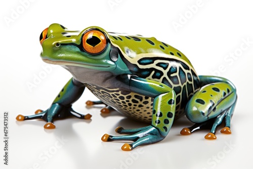 A figurine of a frog on a white surface, clipart on white background.