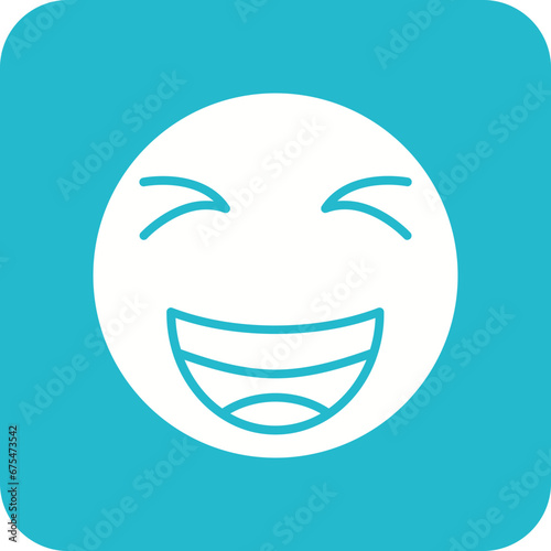 Grinning Squinting Face Line Color Icon