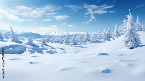 Frosty Christmas Snow Drifts: Elevate your designs with a 3D winter landscape featuring snowdrift mounds and a blue sky background.